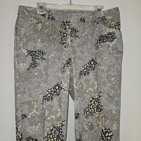 Larry Levine Snakeskin Print Trousers Grey Black Stretch Cotton Pants Size 12 - Picture 2 of 16